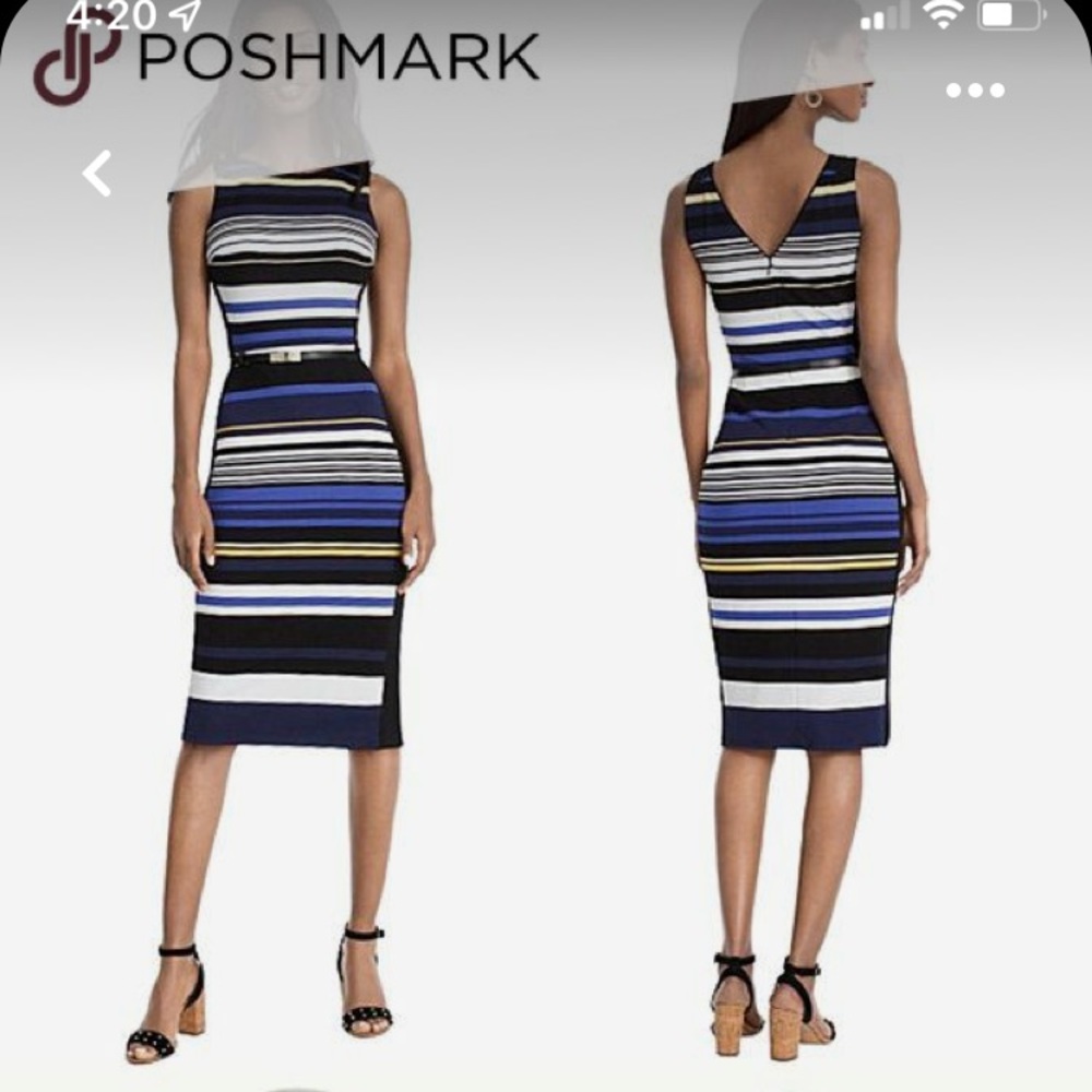 White House Black Market Striped Sheath Soft, Stretch. Lined. Nwot